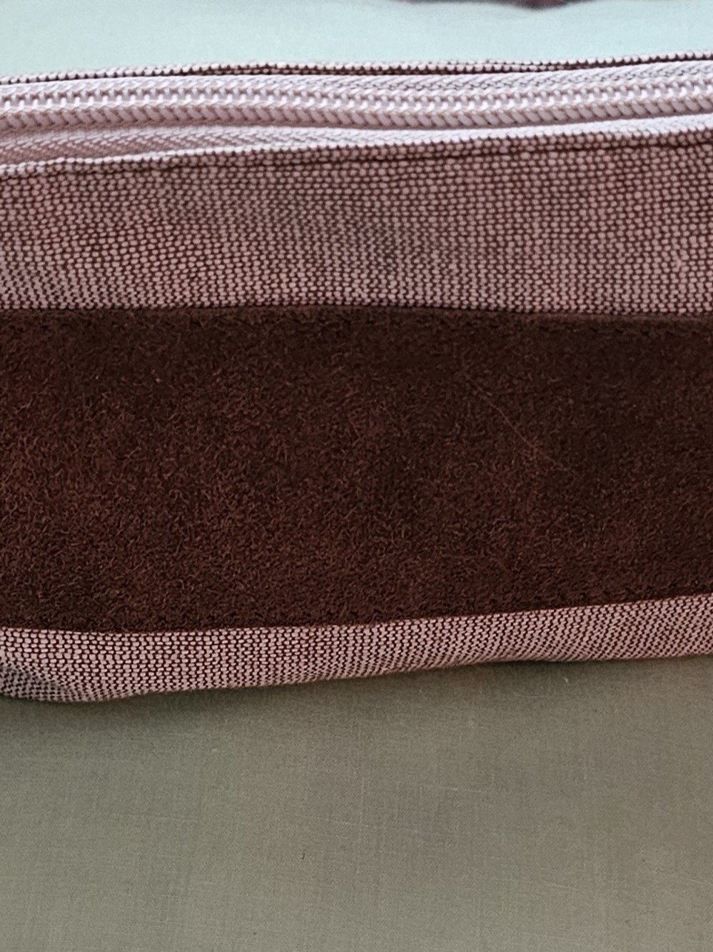 Pink and Brown Striped Cosmetic Pouch